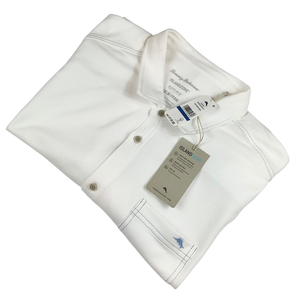 Tommy Bahama IslandZone Emfielder Shirt White Supima 1XLB BT225709 NEW